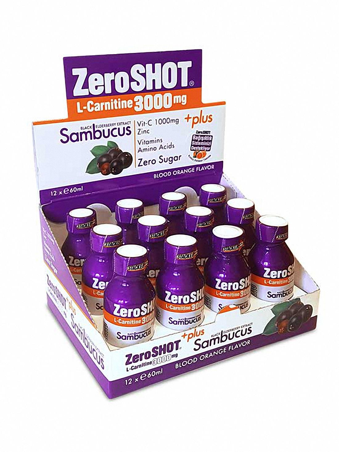Zero Shot 60 mL 3000 Mg L-Carnitine + Plus Sambucus 12 Adet