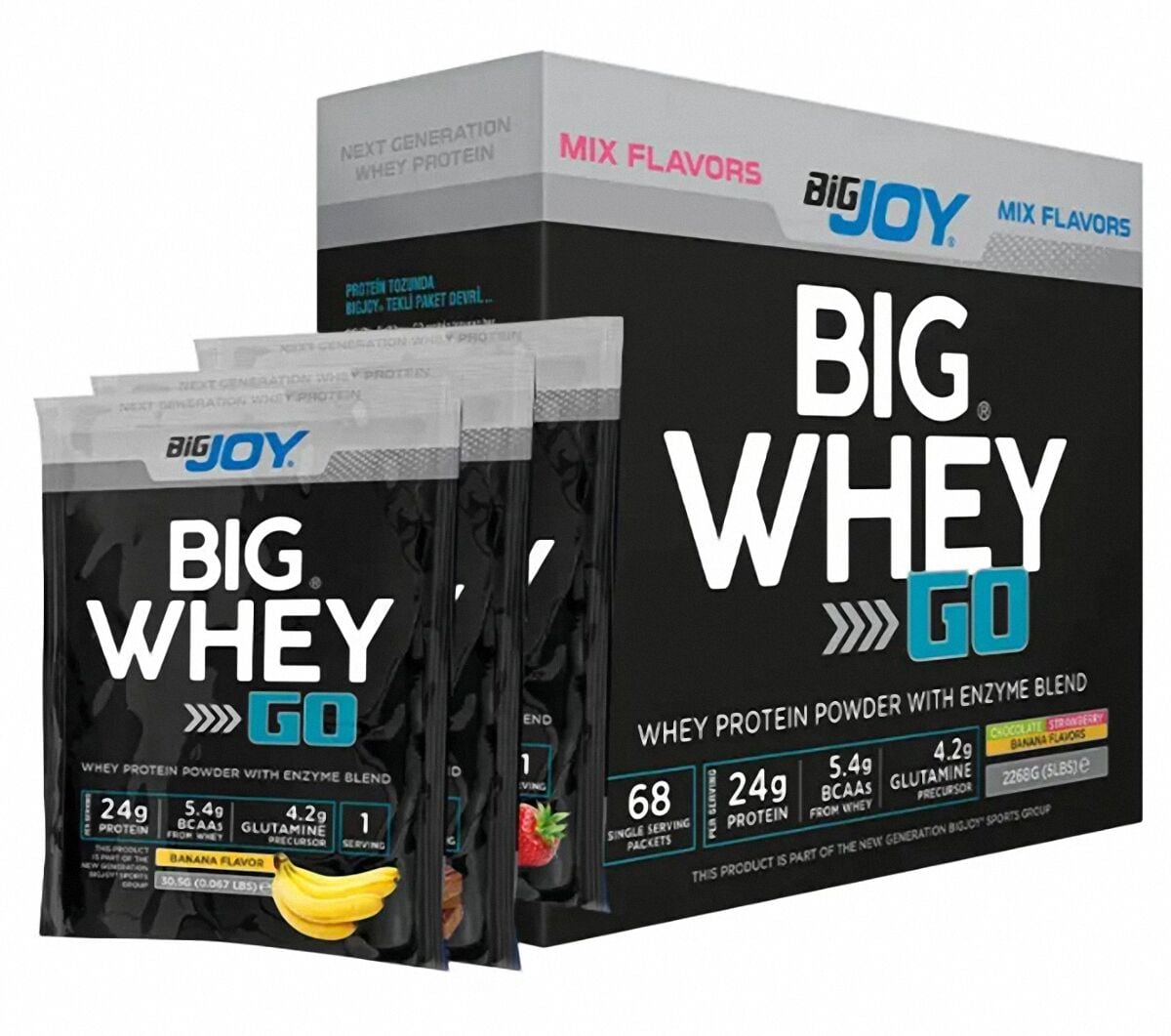 Bigjoy BIGWHEYGO Whey Protein 68 Servis MİX (Çikolata/Çilek/Muz)