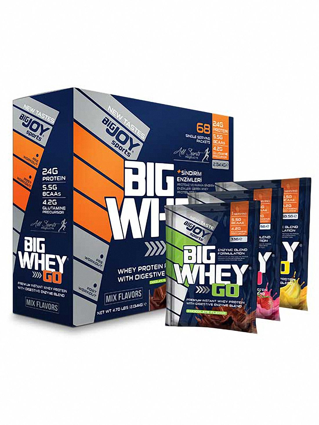 Big Joy Big Whey Go Protein 2070 Gr 68 Saşe MİX (Çikolata/Çilek/Muz)