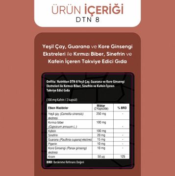 Onvita Nutrition Dtn 8 Yeşil Çay, Guarana ve Kore Ginsengiekstreleri Ile Kırmızı Biber, Sinefrin ve Kafein