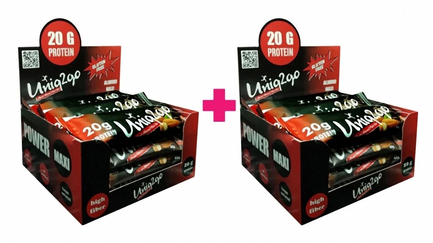 Uniq2go Bademli Power Maxi Proteinli Bar 65g x 24 Adet (2 Kutu)