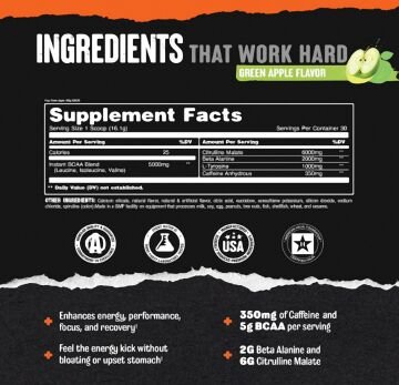 Universal Animal Fury Pre Workout 322 Gr Yeşil Elma Aromalı