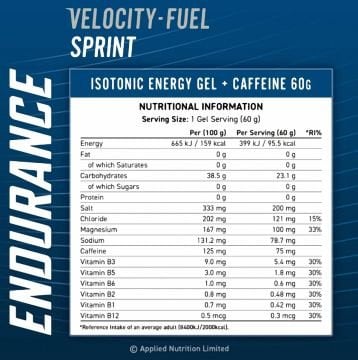 Applied Endurance Sprint Energy Gel Caffeine 60 gr Energy Burst 20 Adet