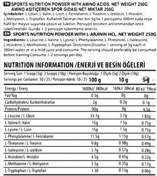 Vitafy EAA 250 gr 50 servis Aromasız