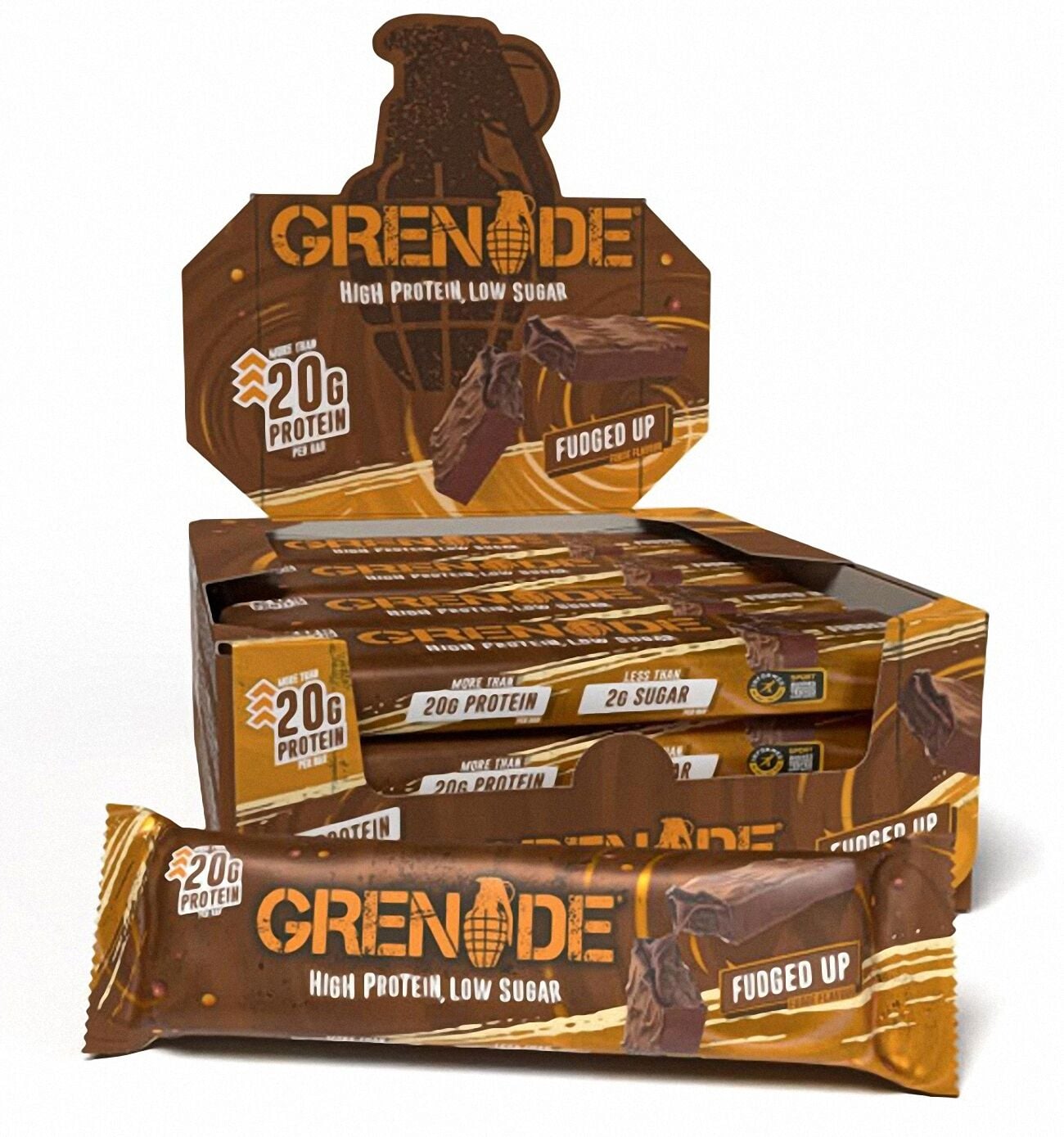 Grenade High Protein, Low Sugar Bar - Fudged Up, 12 x 60 gr
