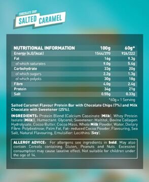 Grenade High Protein, Low Sugar Bar - Chocolate Chip Salted Caramel, 12 x 60 gr