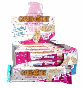 Grenade High Protein, Low Sugar Bar - Candy Bar Birthday Cake, 12 x 60 gr