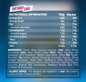 Grenade High Protein, Low Sugar Bar - Candy Bar Birthday Cake, 12 x 60 gr