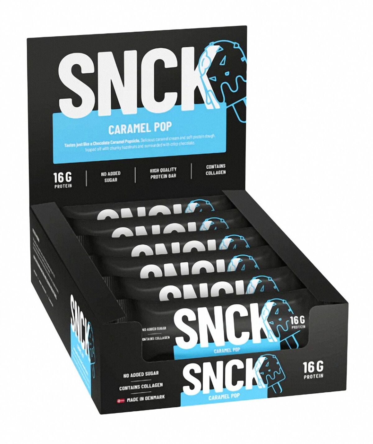 SNCK Protein Bar Box (12 x 55 gr Bars) KARAMEL POP