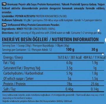 Vitafy Whey Protein 360gr Aromasız
