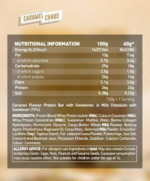 Grenade High Protein, Low Sugar Bar - Caramel Chaos, 12 x 60 gr