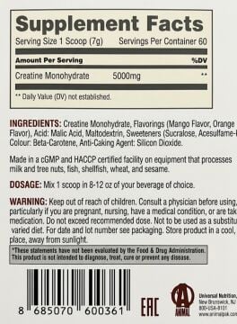 100% Pure Creatine Monohydrate MANGO PORTAKAL Aromalı