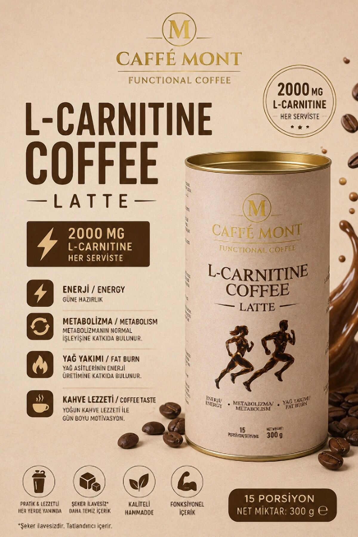 L-CARNITINE COFFEE LATTEE 300 gr 15 servis