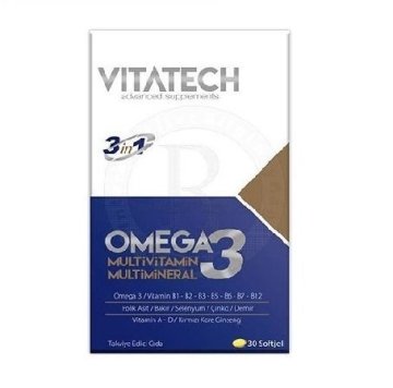 Vitatech Omega 3, Multivitamin ve Mineral, Ginseng 30 Kapsül